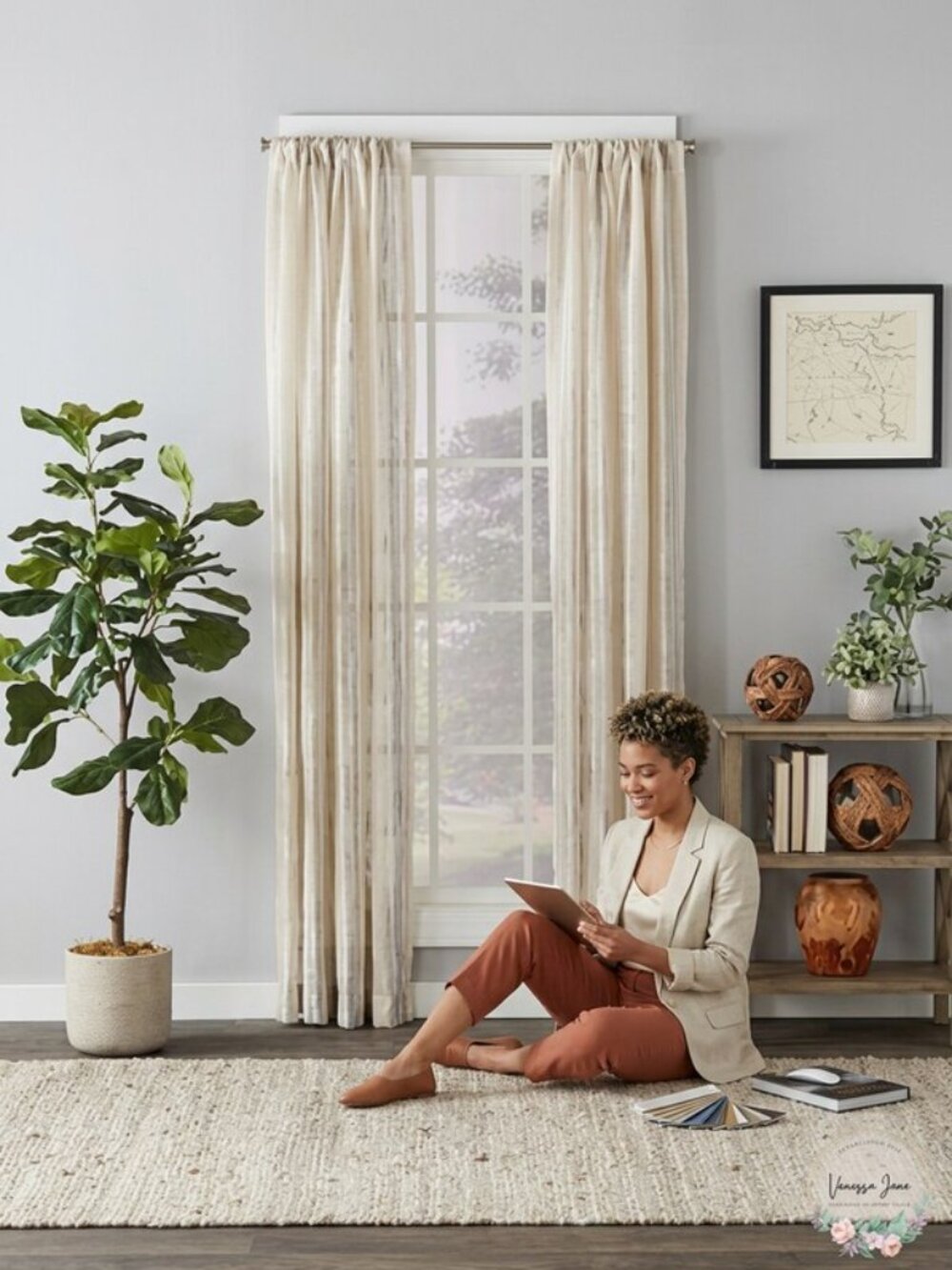 SATURDAY Knight Aiden Stripe Light-Filtering Rod Pocket Single Curtain Panel